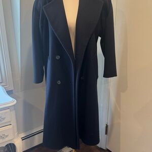 Vintage J.G. hook 100% wool Petite Navy Double-Breasted  lined Women's Coat.